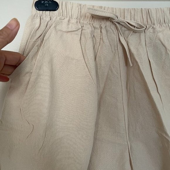 NWOT Women Solid High Waist Linen Blend Shorts Pants Beach Shorts (Size M) - Picture 8 of 8
